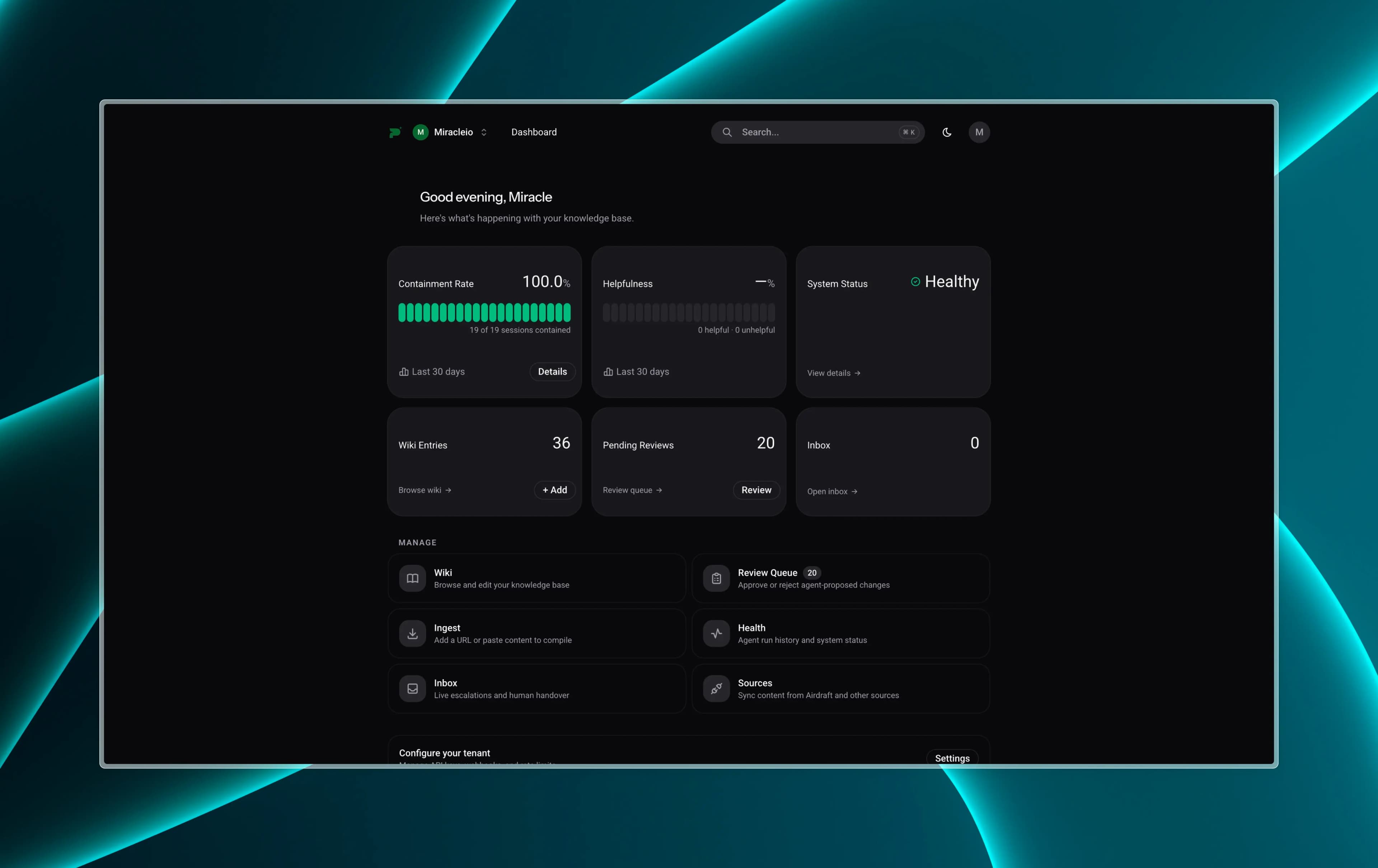 Basegent dashboard